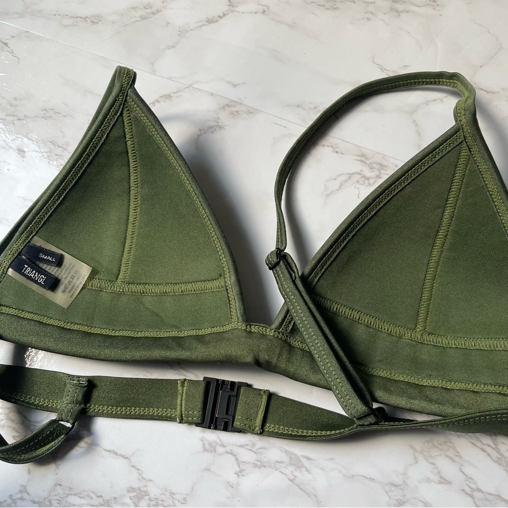 Triangl Army Green Crochet Triangle Swim Bikini Top Small - Picture 3 of 5